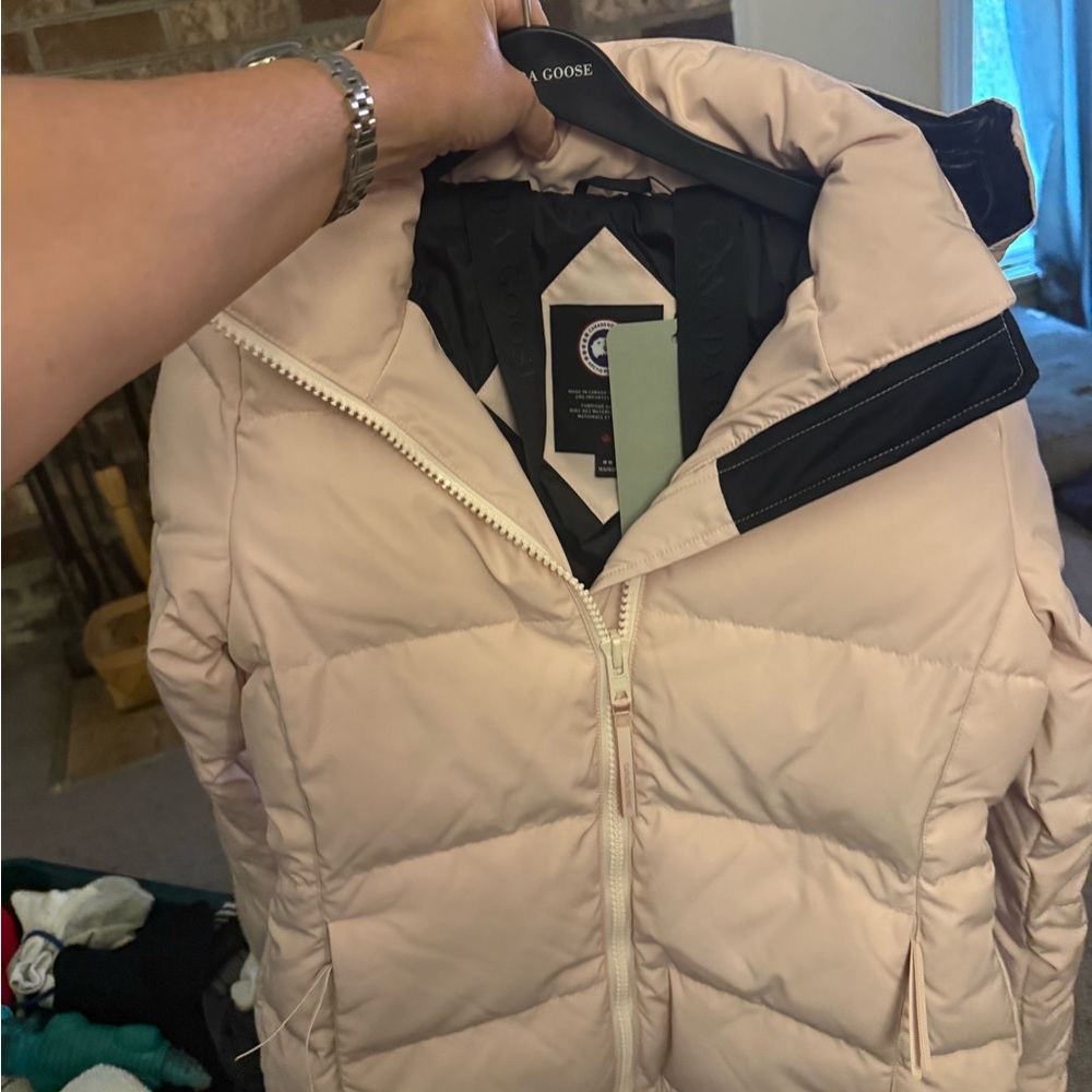 Canada Goose Womens Pale Pink Quilted Puffer Jacket